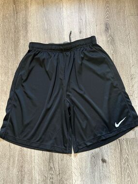 Nike Men’s Black Athletic Shorts with White Swoosh